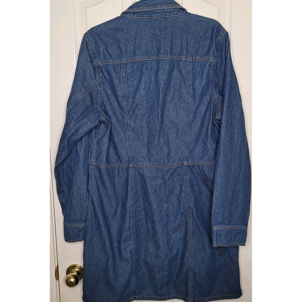 Frye Dark Denim Dress 100% Cotton Button-Up Long Sleeve Side Pockets XL Western - Picture 3 of 8